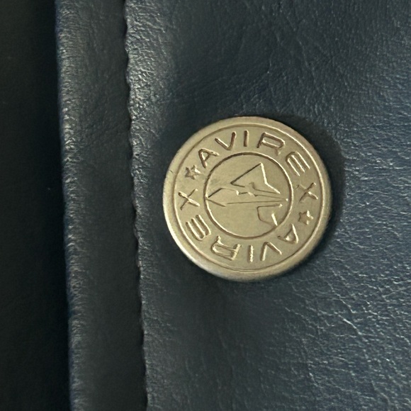 AVIREX 1975 New York leather bomber button down jacket youth large - super rare - Picture 13 of 13